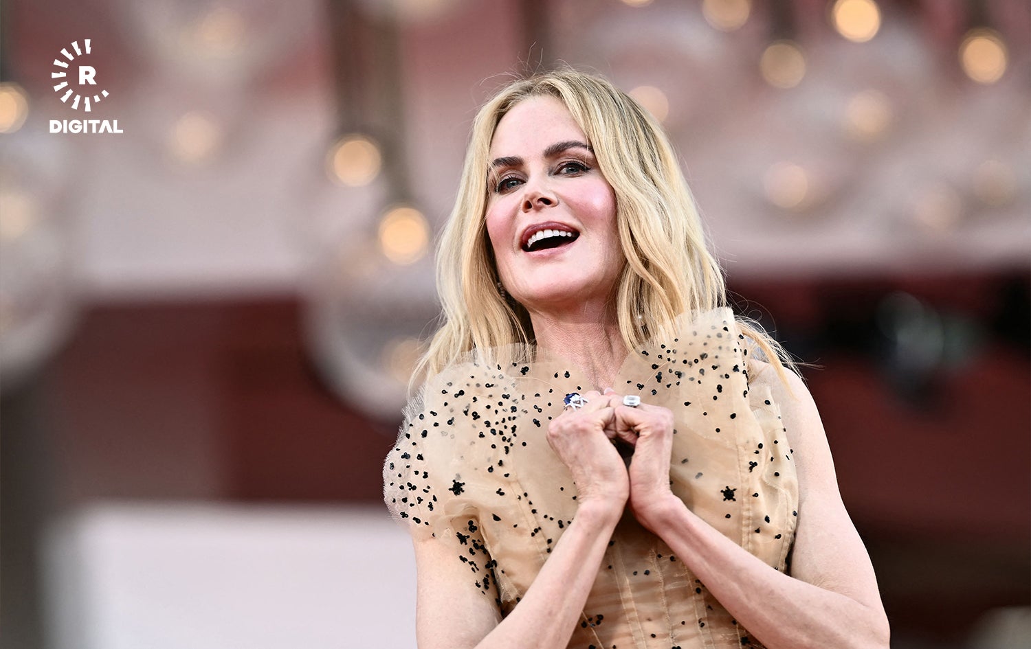 نیکۆڵ کیدمەن، ئەکتەری ئوسترالی لە فێستیڤاڵی فیلمی ڤێنس. وێنە: AFP