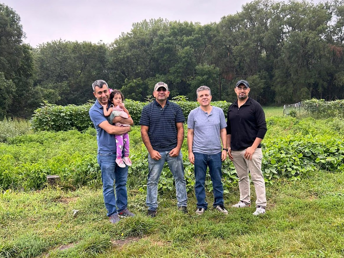 Murad Ismail (1st from left) and Shahab Bashar (2nd from left) and two other unidentified individuals pose for a photo at a farm in Lincoln, Nebraska in August 2024. Photo: Murad Ismail/X.