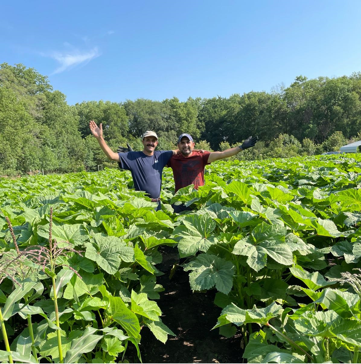 Shahab Bashar (right) and another farmer pose for a photo at a farm in Lincoln, Nebraska. Photo: submitted/file