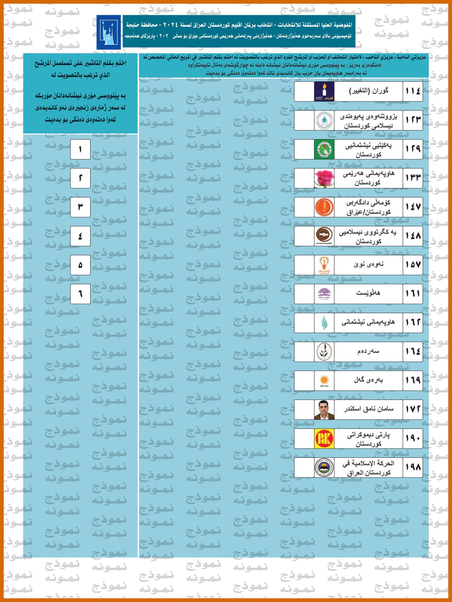 کاخەزی دەنگدانی هەڵەبجە.