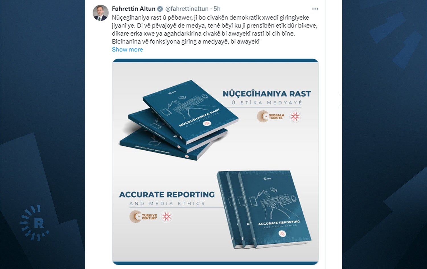 ئەو بابەتەی فەخرەدین ئاڵتوون لە سۆشیاڵ میدیا بڵاویکردووەتەوە.