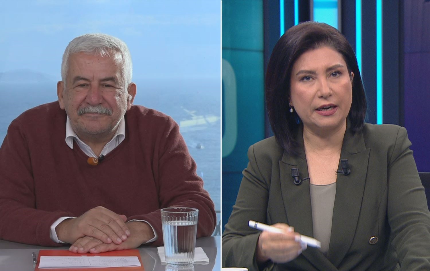 Turkish politician Ufuk Uras (left) speaking to Rudaw's Hevidar Zana on January 3, 2025. Photo: Rudaw