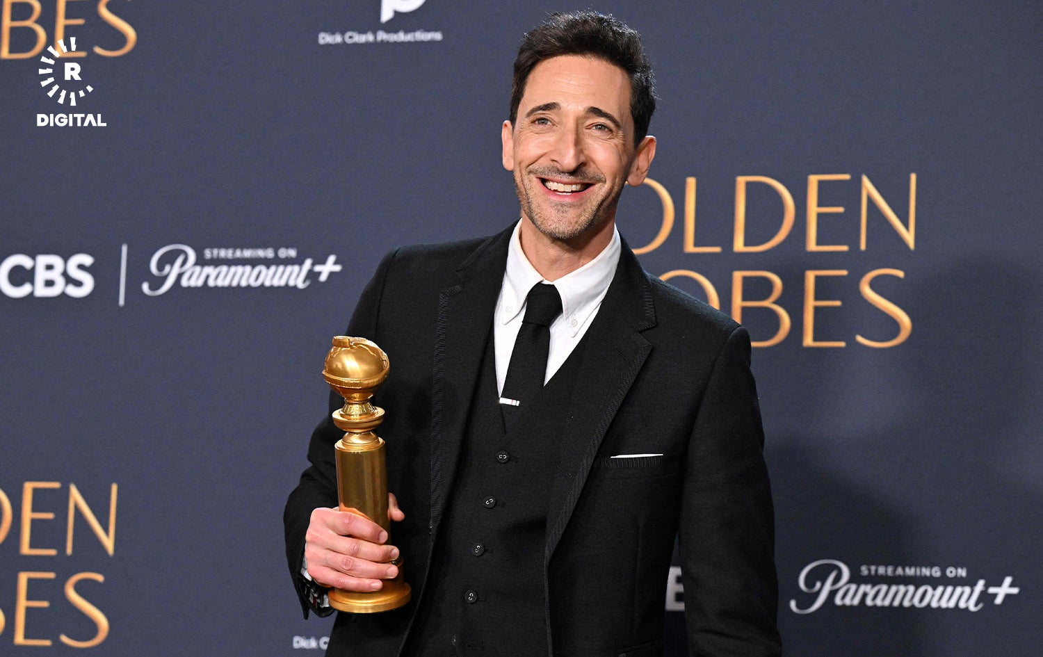 ئێدریان برۆدی، براوەی خەڵاتی باشترین ئەکتەری سەرەکی پیاو لە فیلمی درامایی. وێنە: AFP