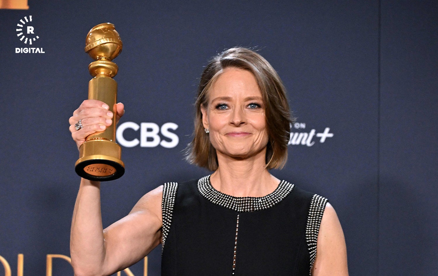 جۆدی فۆستەر، براوەی خەڵاتی باشترین ئەکتەری ژن لە زنجیرەیەکی کورت یاخود فیلمی تەلەڤزیۆنی. وێنە: AFP