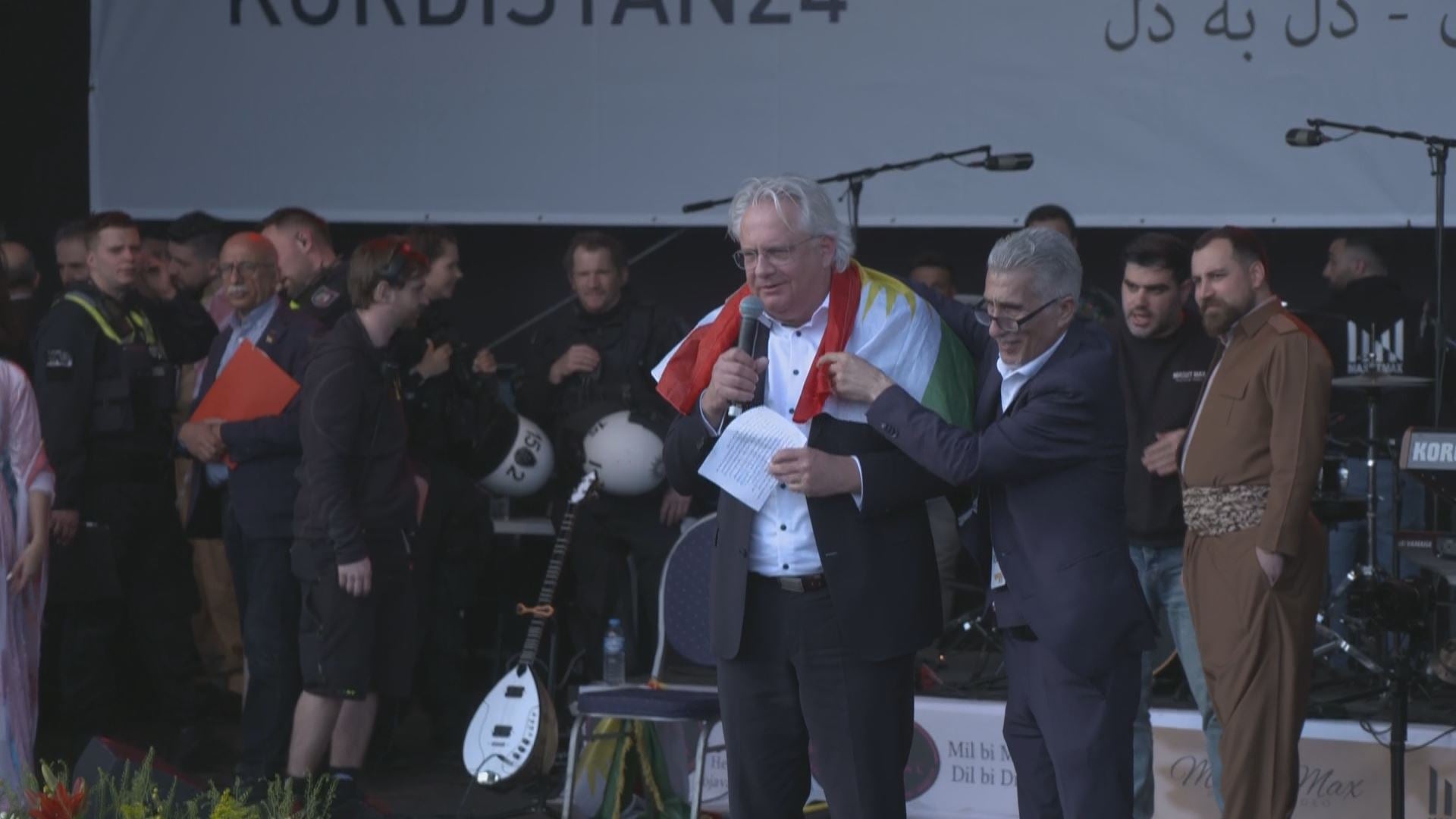 Ralph Elster, mayor of the city of Cologne, speaking during Newroz celebration on March 22, 2025. Photo: Rudaw