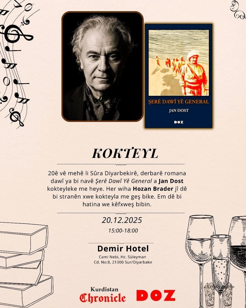Jan Dost, ‘Generalin Son Savaşı’ romanını Diyarbakır’da tanıtacak