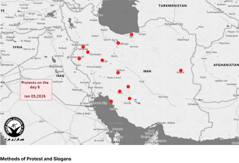 Gösterilerin 9. gününde devam ettiği yerler