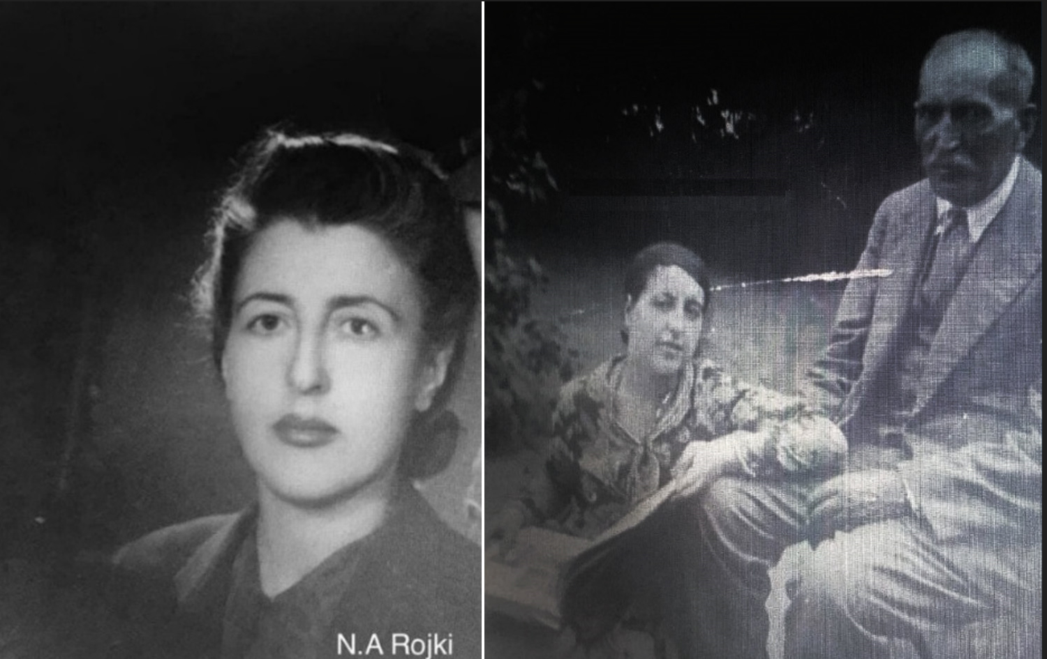 Nacîye Modan ligel bavê xwe Xelîl Xeyalî û wênekî Nacîyeyê (Ji arşîva N.A. Rojki)