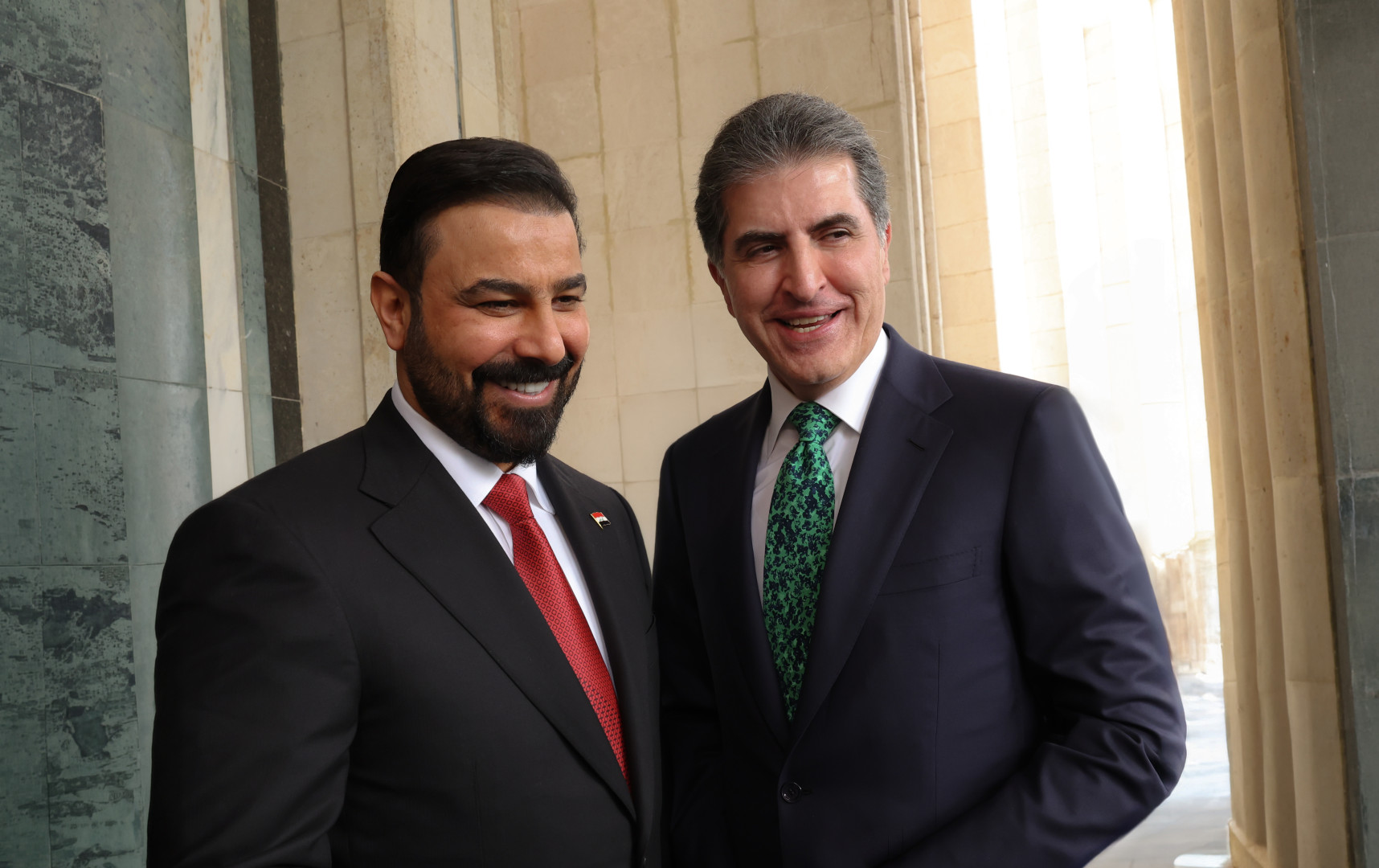 نێچیرڤان بارزانی، سەرۆکی هەرێمی کوردستان و عەلی زەیدی، سەرۆکوەزیرانی راسپێردراوی عێراق