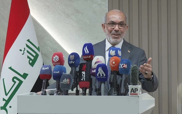 Iraq’s newly appointed oil minister Basim Mohammed Khudair speaks to reporters in Baghdad on May 16, 2026. Photo: Screngrab/ Rudaw