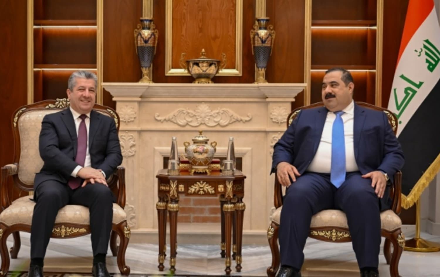 کۆبوونەوەی مەسرور بارزانی و موسەننا سامەڕایی