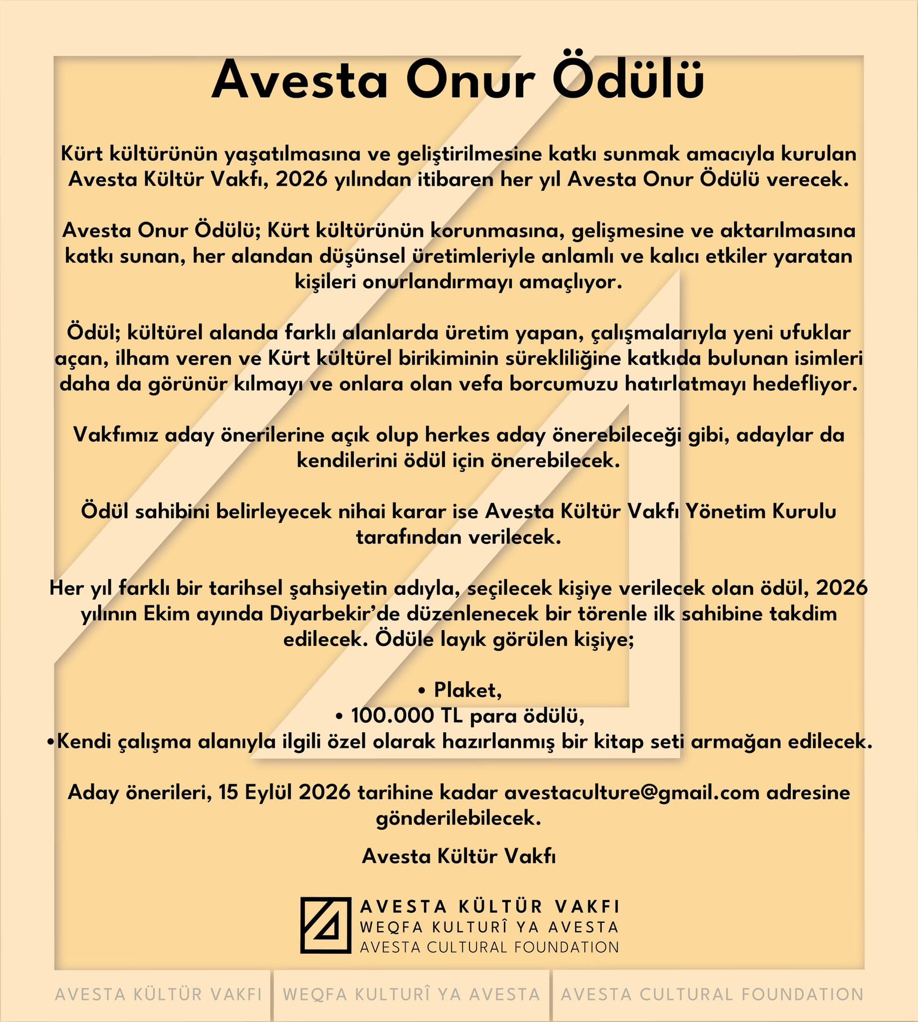Kürt kültürüne katkı sunanlar ödüllendirilecek
