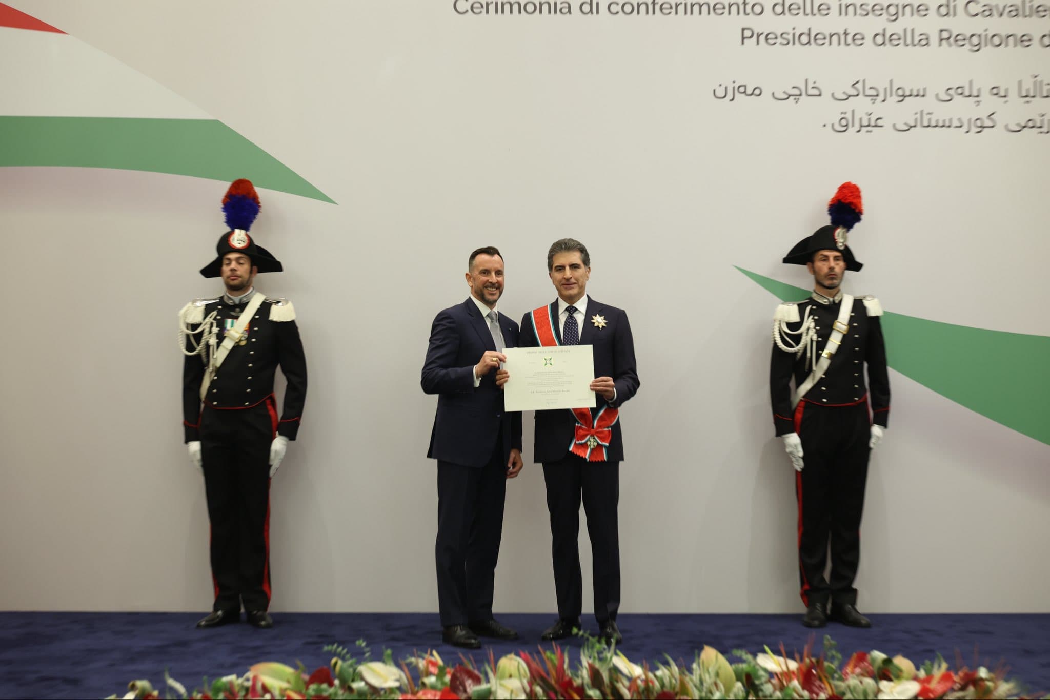 Italy confers highest award on President Barzani for ‘pragmatic leadership’