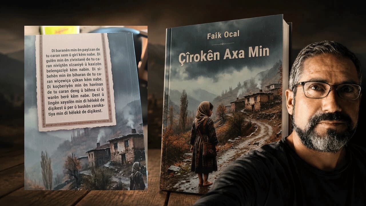 Faîk Ocal û bergê pirtûkê / Wêne: Rûdaw Grafîk