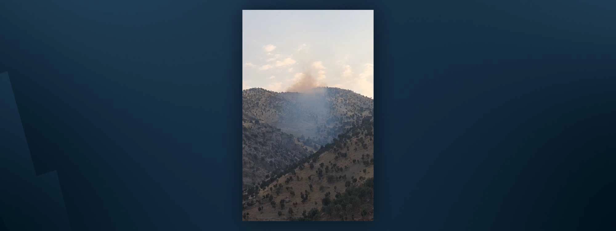 Smoke rises from a mountain in Erbil’s Alana Valley following an Iranian attack on the positions of Kurdish opposition groups on August 12, 2026. Photo: Screengrab/ Submitted