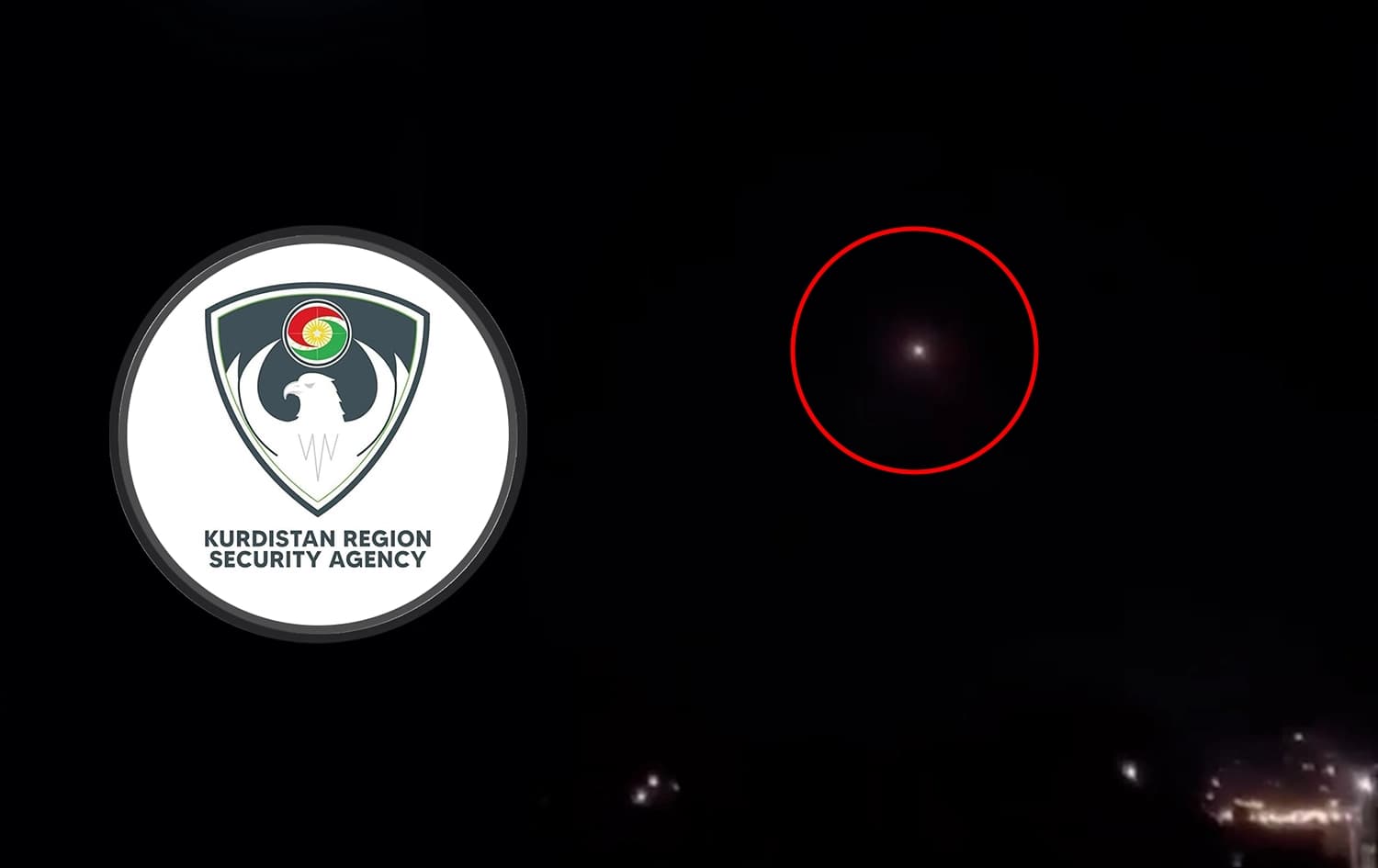 Logo of Kurdistan Region Security Agency and a screengrab from a missile attack in Sulaimani province on September 14, 2026. Graphic: Rudaw