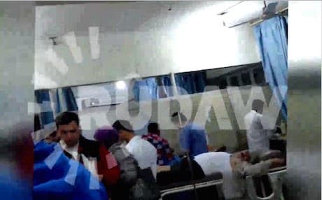 The wounded brought by relatives to one of Hasakah's hospitals shortly after the bombing.