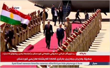 Kurdistan Region President Massoud Barzani welcomes Canadian Prime Minister Stephen Harper on his first visit to Erbil.