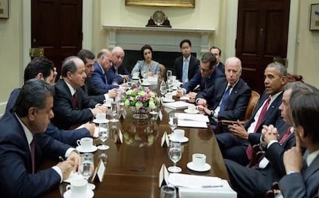 Barzani meeting with Obama and Biden.  Photo: White House.
