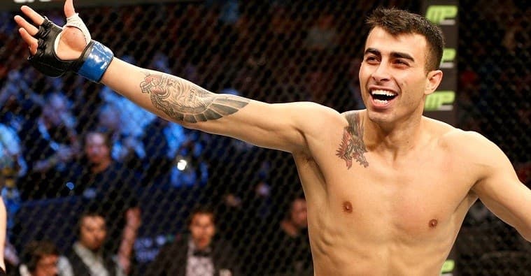 Makwan Amirkhani celebrating his victory against Andy Ogle in Stockholm Sweden.
