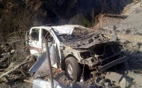 Image of a truck destroyed by Turkish airstrikes on the village of Zargali. Photo: Rudaw. 