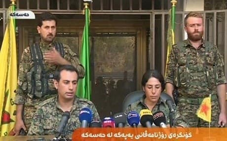 YPG commanders talking to the press. Photo: Rudaw.