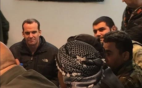  Brett McGurk visiting anti-ISIS Kurdish and Arab fighters in Syria. Photo: McGurk/Twitter 