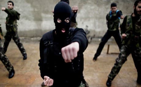 Syrian rebels receiving training by US troops in Jordan. Photo: AP