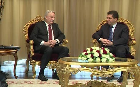  Deputy Interior Minister of the Czech Republic Jiri Novaeck (L) with head of the Kurdistan Region Security Council (KRSC), Masrour Barzani. Photo: courtesy of the head of KRSC