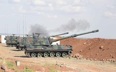 Turkey responds to cross-border rocket fire with artillery. Photo: AA