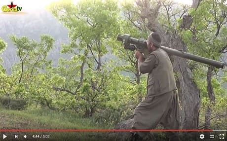 A screenshot from the video shows a fighter operating the shoulder-fired missile. 