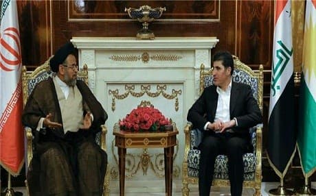 Iranian Intelligence Minister Mahmoud Alawi (left) talks with Kurdish Prime Minister Nechirvan Barzani. Photo: KRG.