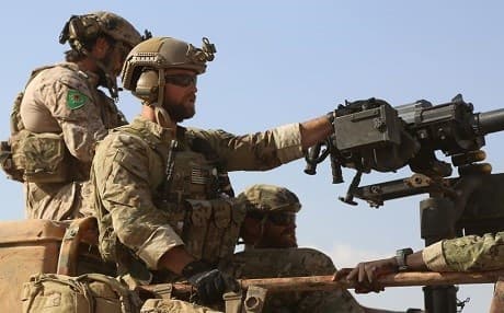 US special forces in Syria wearing Syrian Kurdish YPG insignia. AFP photo.