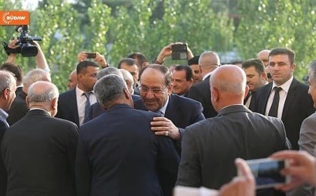 Former Iraqi prime minister Nouri al-Maliki welcomed by PUK leaders in Sulaimani. Photo: Rudaw