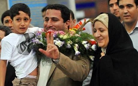 Shahram Amiri, the Iranian nuclear scientist with his wife and son in Tehran. Photo: AFP