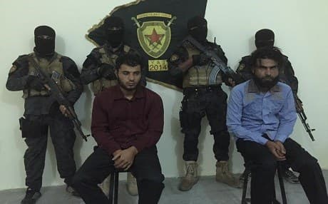 Two members of the Sultan Murad brigade, captured by YPG counter-terror unit, confessed to torturing YPG members seized near Jarablus. Photo: Redur Xelil Twitter/YPG