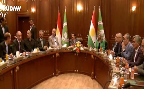 Patriotic Union of Kurdistan (PUK) politburo in a meeting before the rift. 