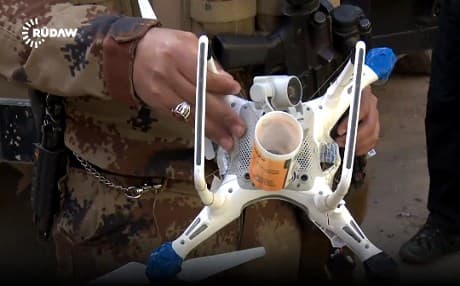 An ISIS drone brought down by Iraqi forces in Mosul. Photo: Rudaw video