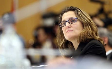 AFP file photo: Chrystia Freeland, Canada’s new minister of foreign affairs who was sworn in on Tuesday. 