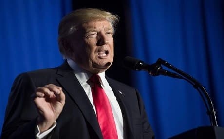 US President Donald Trump speaks to the staff at the Department of Homeland Security in Washington. Photo:AFP