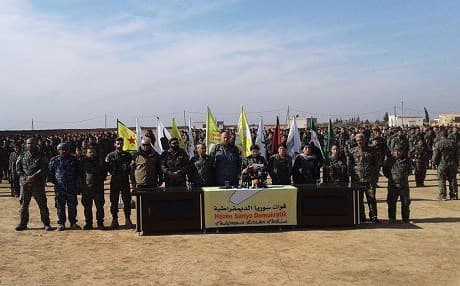 Cihan Shekh Ahmed, spokesperson of the general command of the Wrath of Euphrates operation, announcing the commencement of phase three of the Raqqa campaign. Photo: Raqqa liberation campaign/Facebook