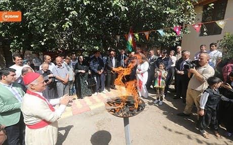 Followers of Zoroastrian religion celebrate opening of the first official temple in Sulaimani in September 2016. 