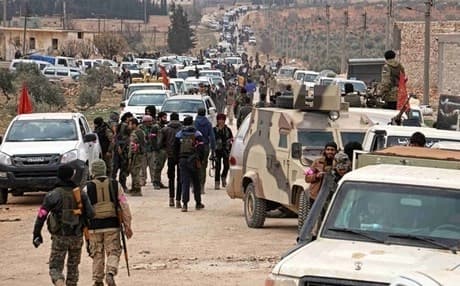 Opposition fighters regroup near al-Bab in northern Syria. Photo: AFP