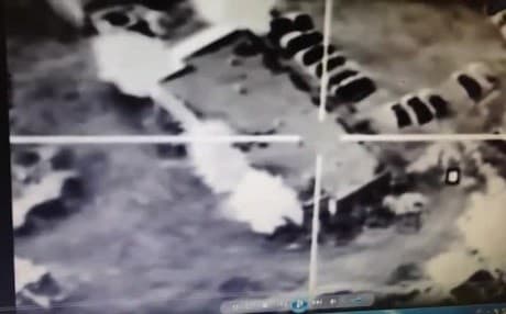 Official video from Iraq's Joint Command that claims to show the country's first airstrike against  ISIS positions inside Syria.