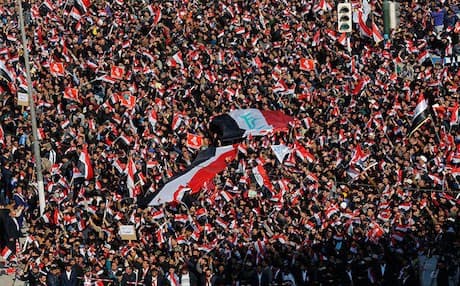 Iraqi protesters in Baghdad's Freedom Square calling on the parliament to dissolve the IHEC which they have accused of corruption and partnership. Rudaw photo