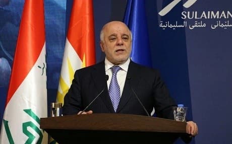 Iraqi Prime Minister Haider al-Abadi speaking at the Fifth Annual Sulaimani Forum at the American University of Sulaimani on Wednesday. Photo: PM Media Office