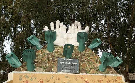 A monument in Halabja depicts the chemical attack against the city on March 16, 1988. Photo: Rudaw