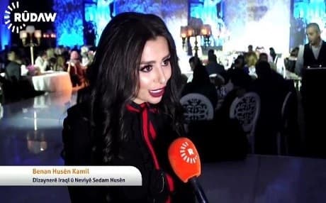 Banan Hussein Kamil, granddaughter of Saddam Hussein, was awarded best young designer. Photo: Rudaw video
