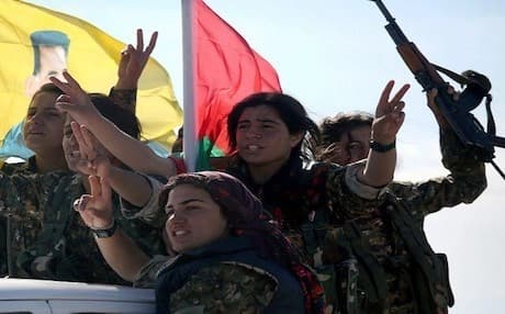Female fighters of the Shingal Resistance Units (YBS). Photo: AP