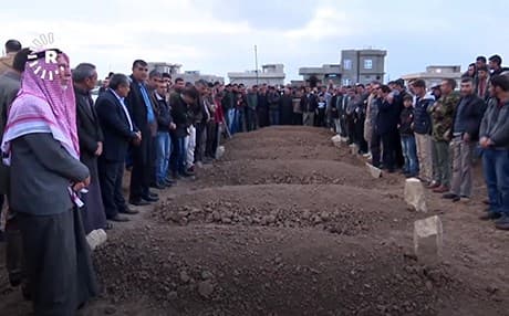 Kurds from Mosul are buried in Duhok in mid-March. Photo: Rudaw TV